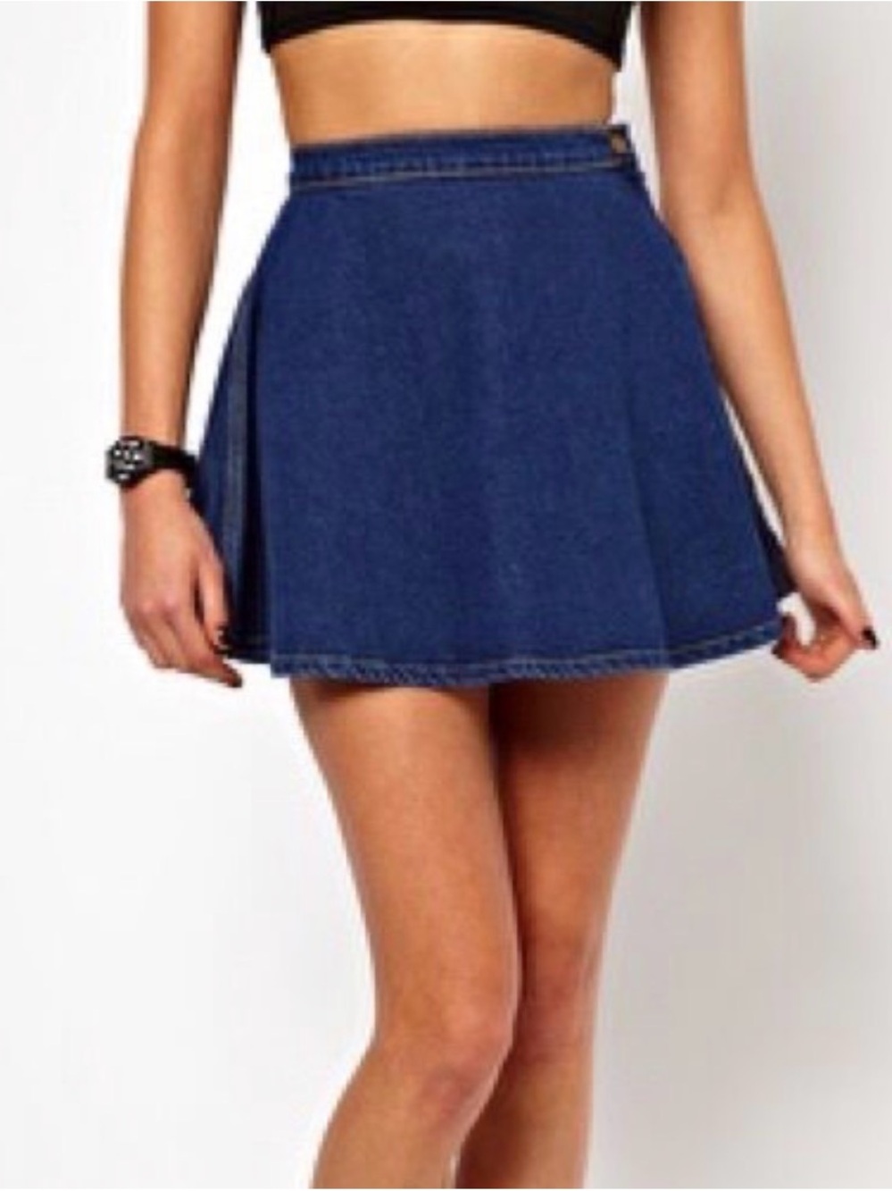 American Apparel Blue Denim Skater Skirt XS